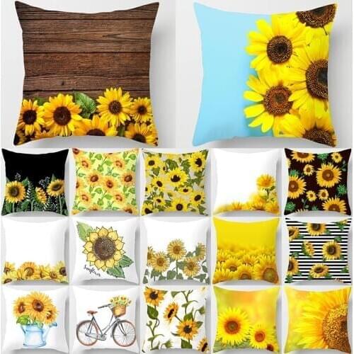 Sunflower Leaves Cushion Cover Polyester Throw Pillows Soft Decorative Pillowcase For Home Sofa Chair Pillow Covers 40903