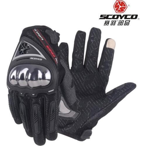2017 Summer New Biker SCOYCO motorcycle gloves motorbike rider glove with Soft shell can Touch screen MC44 black blue red green