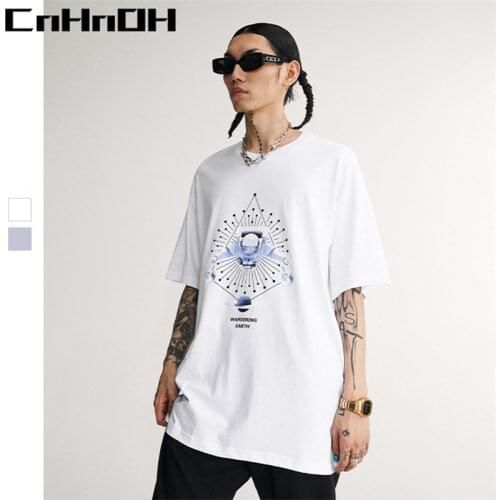 CnHnOH New Arrival Teeshirt Homme Mens Oversized Hip Hop Clothing Tee Shirt Wondering Earth T-shirts For Couple 10011