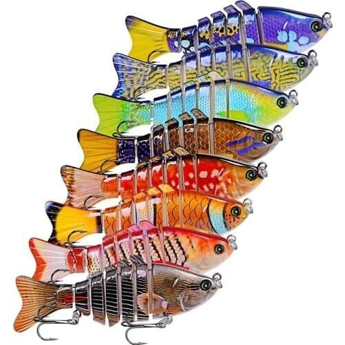 New 8pc Fishing Lure 10cm 3D Eyes 7-Segment Lifelike Fishing Hard Lure Crankbait With 2 Hook Fishing Baits Pesca Cebo