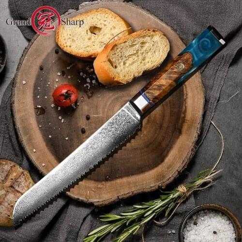 Chef Knife VG10 Japanese Damascus Stainless Steel Bread Cake Toast Cutting Tools Serrated Blade Professional Cooking Gadgets NEW