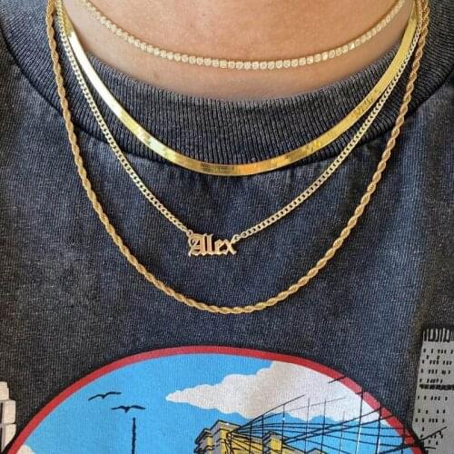 Wholesale 2021 Hip Hop Rope Chain Necklace 3mm Gold Silver Color Rope Link Choker Fashion Jewelry For Women Men Gift