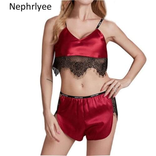 Pajamas for Woman Silk Sexy Pijamas Girls Sleepwear Satin Home Suit Summer Pyjama Femme V Neck 2021 SLP001400