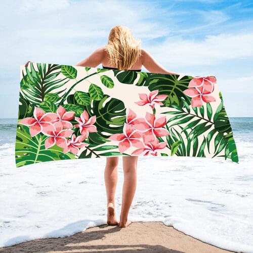 Tropical Plants Flower No Sand Free Quick Dry Beach Towel Surf Poncho Microfiber Bath Towel Summer Swimming Xxl Beach Towel