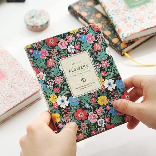 Vintage Weekly Planner Floral Schedule Dairy Book PU Leather Notebook Lovely Stationery Kawaii School Office Supplies for Girls