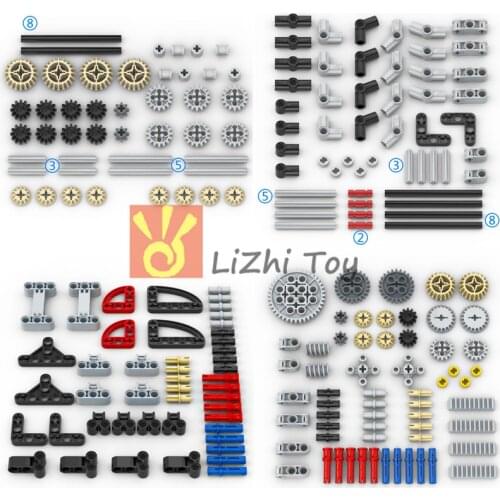 Technology Parts Gear Cross Axles Pin Set MOC Friends Bricks Building Blocks Accessory Mechanical DIY Car Bulk Compatible Toys