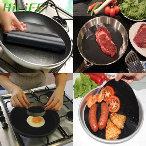 HILIFE High Temperature Non-Stick Pan BBQ Baking Mats Cooking Baking Pad Kitchen Tool Frying Pan Liner Prevent Sticking Food Pot
