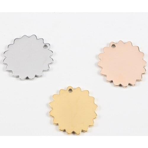 20pcs/Lot Stainless Steel Mirror Polished Flower DIY Charms Pendants For Jewelry Making Accessories