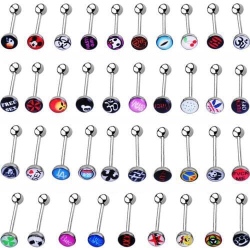 10PCS Mix Styles Stainless Steel Tongue Piercing Septum Industrial Barbell Earrings Nipple Tongue Rings Body Piercing Jewelry