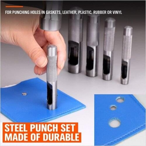 12PCS Round 40Chromium Leather Craft Hollow Hole Punch for Watch Bands, Leather, Belts, Canvas, Paper, Plastics (3mm To 16/19mm)