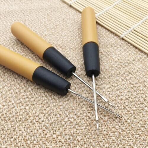 2pcs Awl Shoes&bags Hole Hook DIY Handmade Leather Tool Plastic Handle Cone Needle Repair Needles