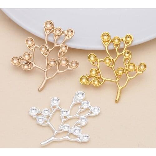 20 PCS 37*40mm Metal Alloy Branch KC Gold Silver Plated Tree Base Settings DIY Handmade Accessories For Jewelry Making