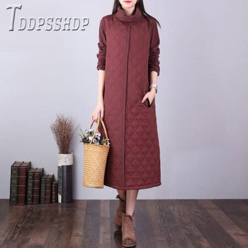 2019 Winter Stand Collar Pocket Women Dress Warm Female Dresses