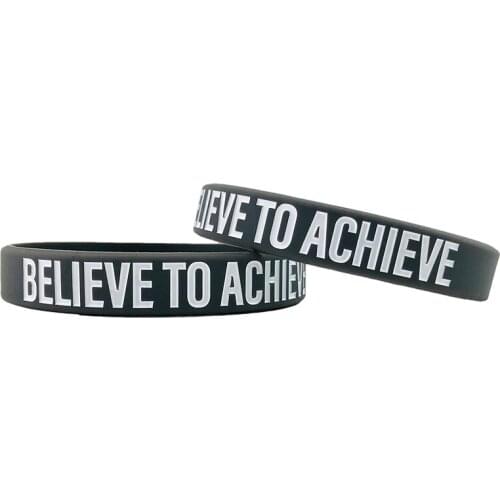 300pcs Motivational BELIEVE TO ACHIEVE Silicone Bracelets Rubber Wristbands Free Shipping by DHL