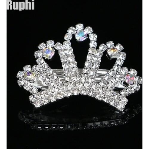 Clear AB rhinestone dog crown pets barrette girls hair clip ornament jewlery accessories 6Pcsx Fast Free Standard Ship