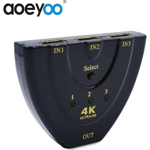 AOEYOO 4K 3 Port HDMI Switch Splitter 3 In 1 Out 1.4 HDMI Switch Switcher 3x1 for Xbox DVD 3D 1080P HDTV