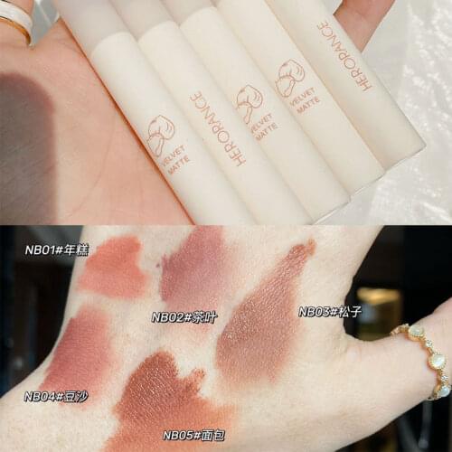 HERORANGE velvet matte lip gloss beauty cosmetic makeup long lasting waterproof orange brown strawberry liquid lipstick AC357