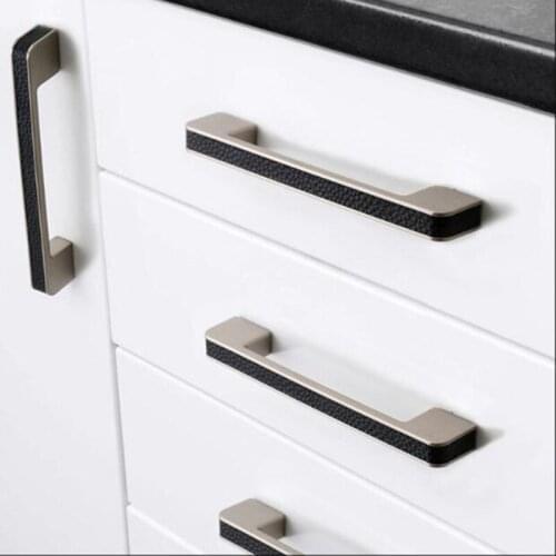 Free shipping 192mm Gold Leather Handle Kitchen Cabinet Door Knob cupboard Handle brown leather handle