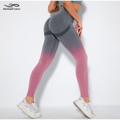 Mermaid Curve Power Series Seamless Gradient Color Gym Running Fitness Leggings Skinny Hips Sweatpants Quick Dry Yoga Pants
