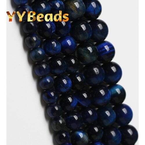 Natural Lapis Lazuli Blue Tiger Eye Stone Beads Spacer Beads For Jewelry Making DIY Charms Bracelet 15" Wholesale 6 8 10 12 14mm
