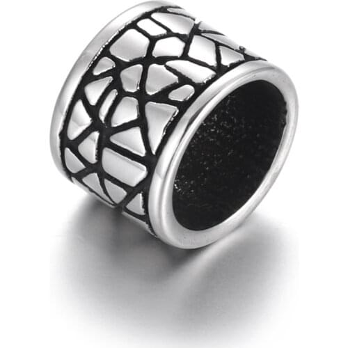 Stainless Steel Bead Cracked Polished 8mm Large Hole Metal Beads Charms for DIY Bracelet Jewelry Making Accessories