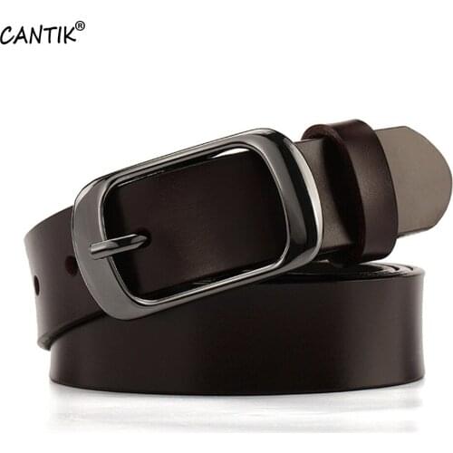 CANTIK Quality Design Genuine Leather Belts Casual Styles Pin Buckle Clothing Cow Accessories for Women Extend 135cm Size FCA010