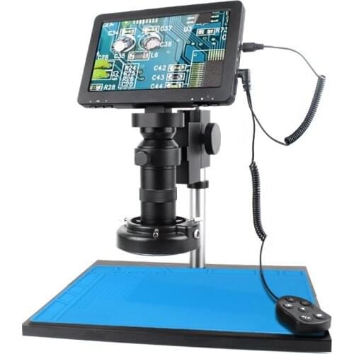 7" LCD Digital Microscope USB Video Microscope 130X Lens Microscope Camera with Metal Stand for Phone PCB Soldering Repair