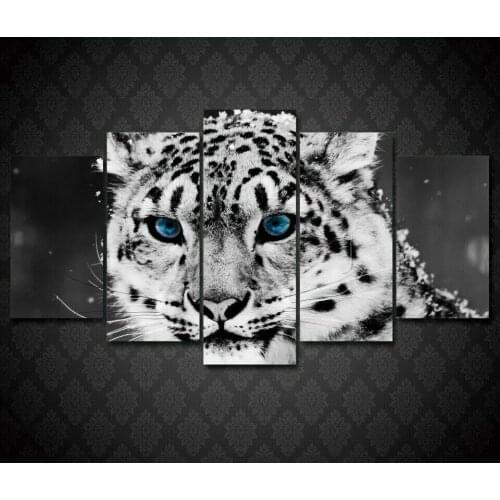 Home Wall Decor Canva Picture Art HD Print Black White Tiger Blue Eyes Painting On Canvas for Living Room Unframe