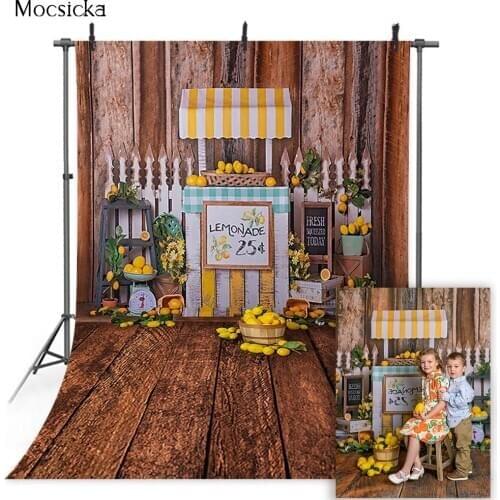 Lemonade Backdrop Newborn Kids Stand Photo Background Fresh Squeezed Lemon Sales Shop Birthday Portrait Backdrops Photocall