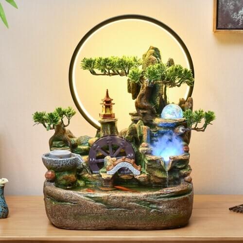 Chinese Living Room Office Lucky Water Fountain Creative Rockery Indoor Fountains Feng Shui Home Decoration Ornaments Crafts