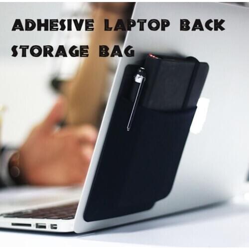 Adhesive Laptop Back Storage Bag Multi-Pocket Storage Bag Tablet Holder Storage Computer Tablet Accessories Storage Organizer