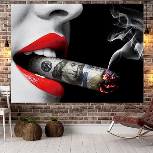 Red lips tapestry cigarettes wall blanket bedroom background cloth wall carpet