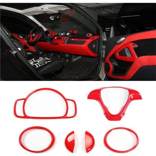 Car Red Interior Modified ABS Plastic Protective Decorative Stickers For Mercedes Smart Fortwo 451 Car Accessories Styling