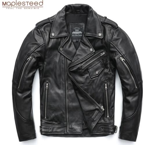 Motorcycle Jacket Men Leather Jackets 100% Genuine Cowhide Leather Coat Winter Moto Biker Jacket Male Warm Clothing M233