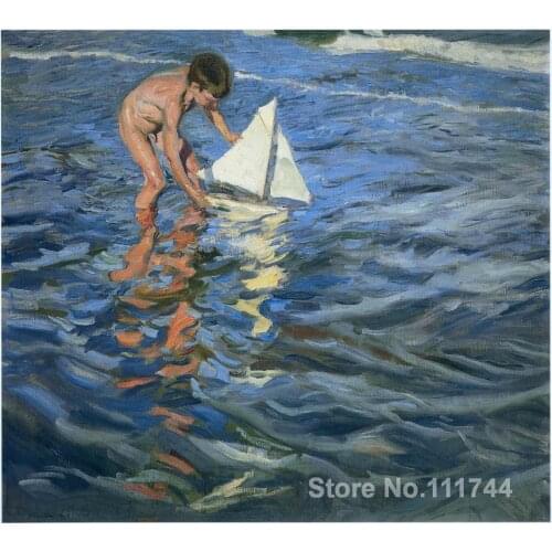 Oil painting beach The Young Yachtsman Joaquin Sorolla y Bastida canvas reproduction Hand painted High quality