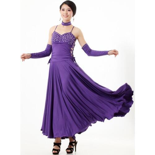 Multi color modern dance dress Ballroom Waltz Foxtrot Tango Quickstep diamond decoration big pendulum dance dress