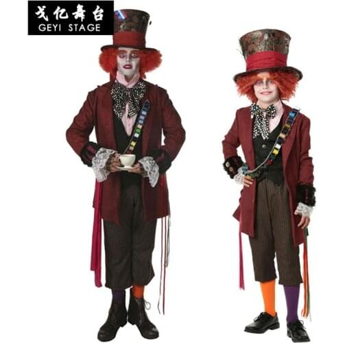 Deluxe Child Whimsy Mad Hatter Halloween Costume From Movie Through The Looking Glass Kids Alice In Wonderland Party Fancy-Dress