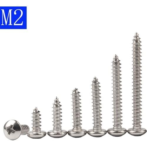 M2 304 Stainless Steel Phillips Cross Recessed PAN Head Self Tapping Screws DIN 7981
