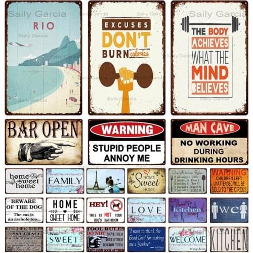 Family Rules Warning Tin Sign Metal Sign Retro Metal Plate Plaque Decorative Plaque Wall Decor for Family House Sweet Home
