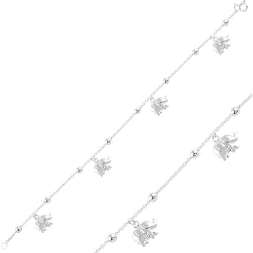 Silver 925 Sterling Dangle Elephant & Ball Sterling Bracelet