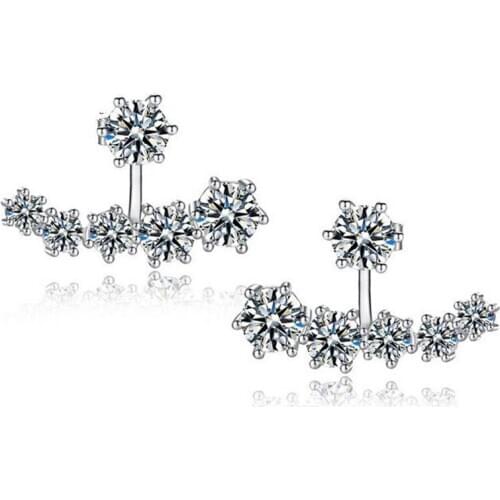 925 Sterling Silver Cubic Zirconia Crystal Beads Neckband Stud Earrings For Women Hypoallergenic Jewelry Pendientes eh013