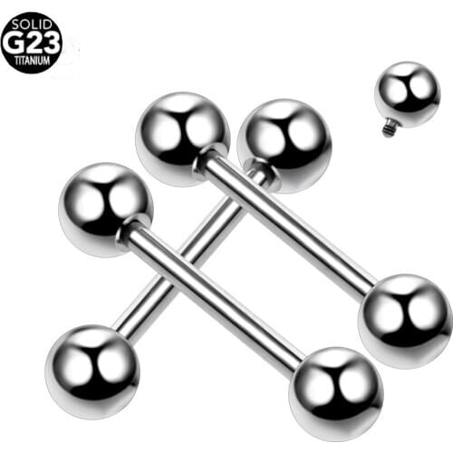 10Pcs/lot 14G G23 Titanium Internally Thread Tongue Ring Barbells Studs Nipple Shield Jewelry Cartilage Earrings Body Piercing