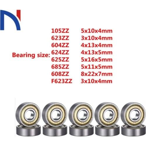 10pcs 608ZZ 623ZZ 105ZZ 624ZZ 625ZZ 685ZZ F623ZZ 604ZZ Ball Bearing Double Shielded Miniature High-carbon Steel Ball Bearing