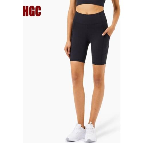 HGC Sports Short Women Gym Joggers High Waist Elastic Squat Proof Sexy Biker Bermuda Shorts Naked-feel Fabric Soft Yoga bottoms