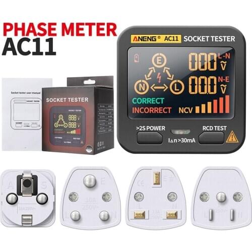Voltage Tester Digital Smart Socket Tester US/UK/EU/SA Plug RCD Detector For ANENG AC11