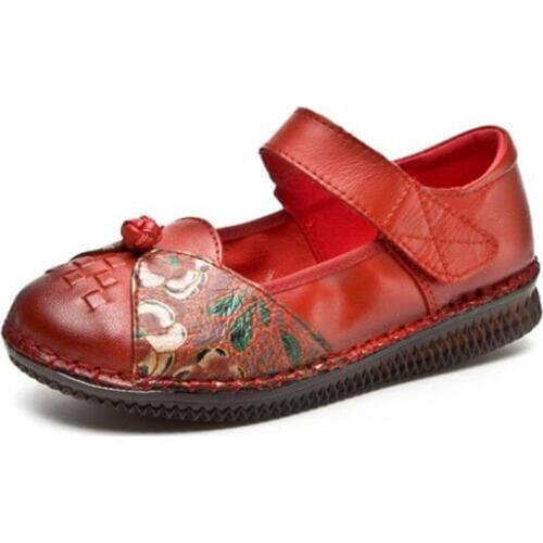 Classic Round Head Print Women Flat Shoes New Spring High Quality Genuine Leather Shoes Soft Comfort Light Fashion Casual Shoes