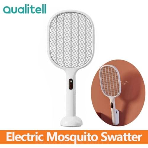 Qualitell Smart Digital Display Electric Mosquito Swatter Type-C Rechargeable Portable Wall-mounted Mosquito Killer