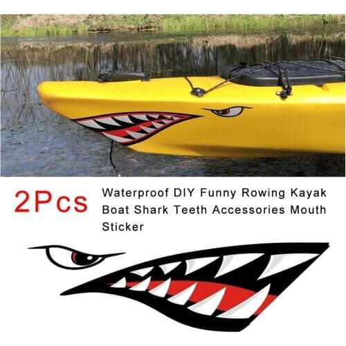 Rowing Kayak Boat Shark Teeth Accessories Mouth Sticker Vinyl Decal Sticker for Decal Left Right Waterproof DIY Funny 2Pcs