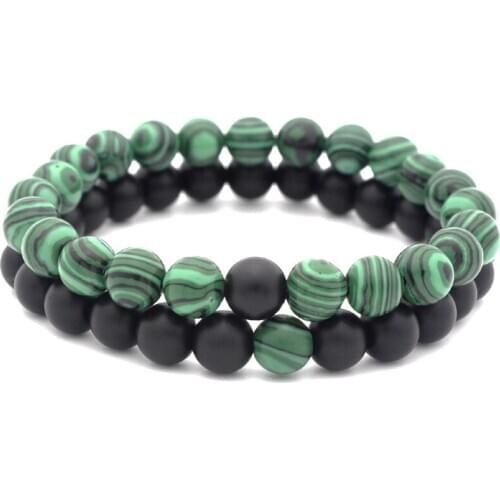Yingwu Couple Distance Bracelet Lava Volcanic Stone White Pine 8mm Bracelet Rock malachite Bracelet Beads For Women