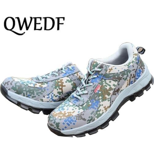 Safety Shoes Steel Toe Cap Camo Spring Breathable Mesh Casual Shoe Labor Insurance Puncture Proof Work Sneakers Mens X2-01